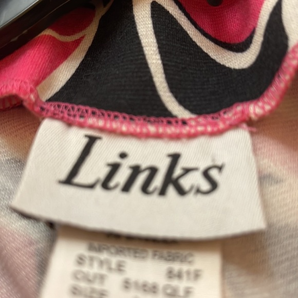 Links Pink & Black Geometric Print Jacket Size Large Poly With Black Buttons - Picture 4 of 4